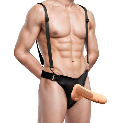 Magnum 9" Hollow Silicone Dildo W/ Harness