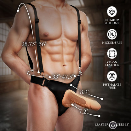 Magnum 9" Hollow Silicone Dildo W/ Harness