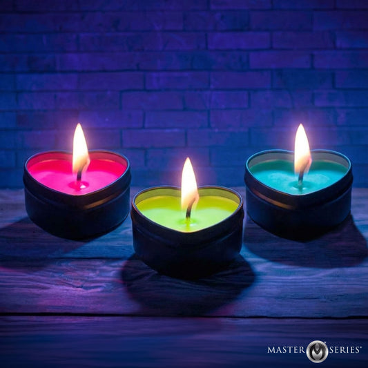 Burning Heart Blacklight Reactive Heart Drip Candle Set Of 3