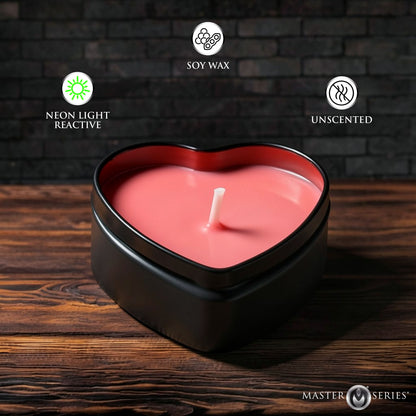 Burning Heart Blacklight Reactive Heart Drip Candle Set Of 3