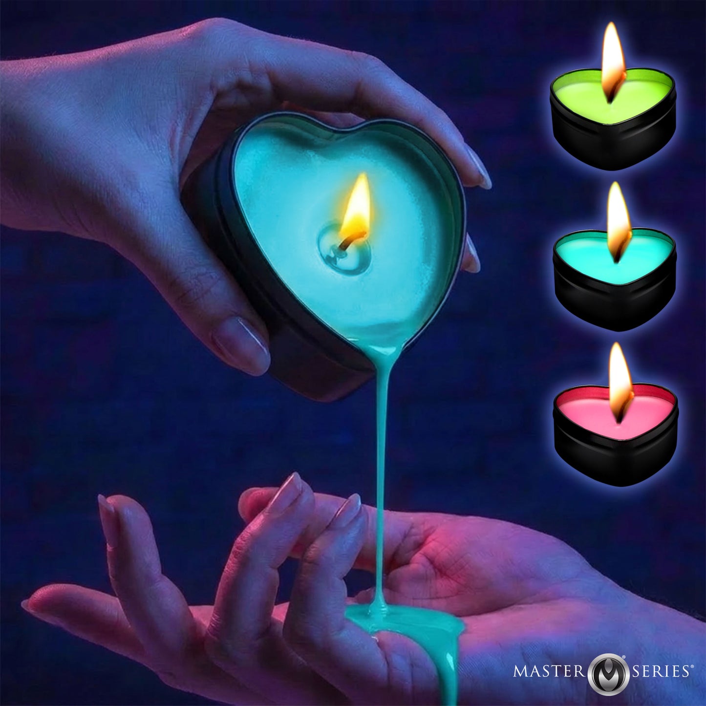 Burning Heart Blacklight Reactive Heart Drip Candle Set Of 3