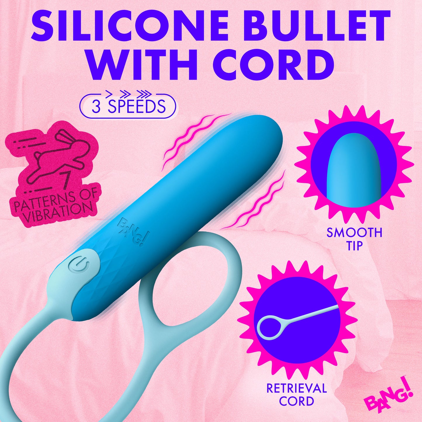 Silicone Bullet With Cord - Blue