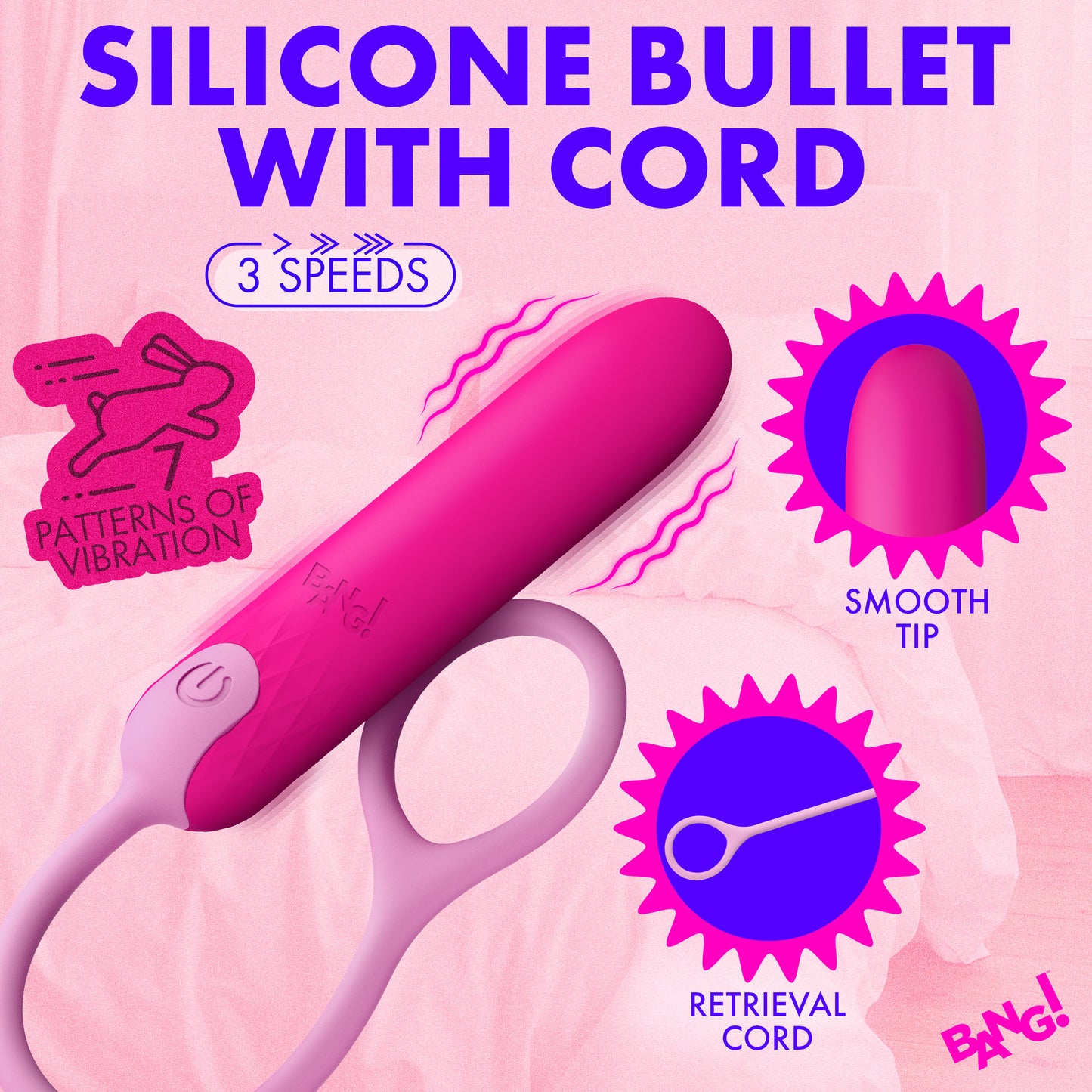 Silicone Bullet With Cord - Pink