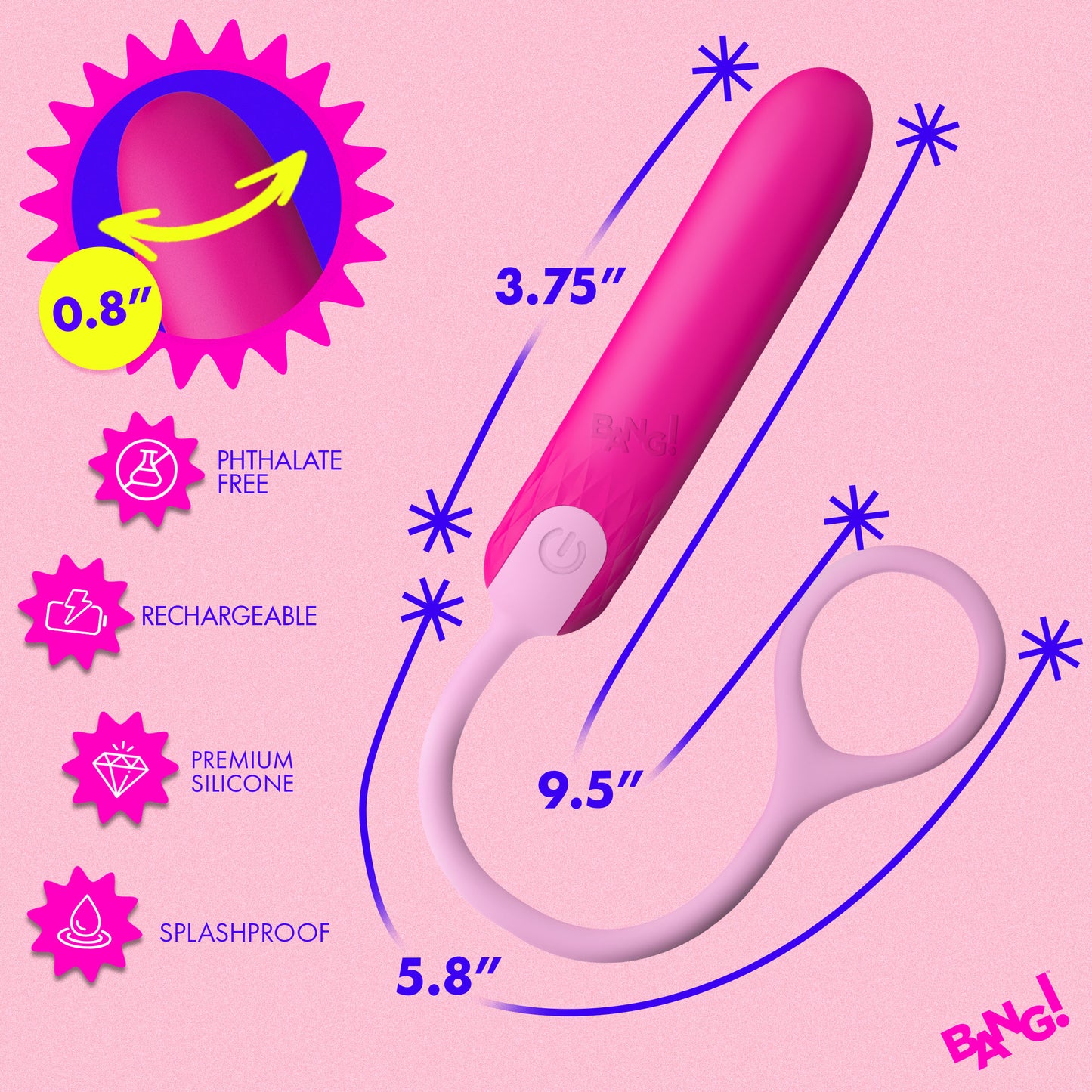 Silicone Bullet With Cord - Pink