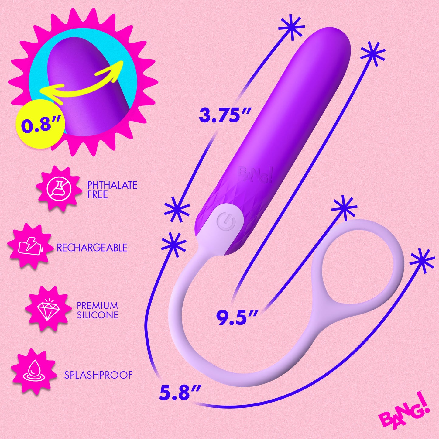 Silicone Bullet With Cord - Purple
