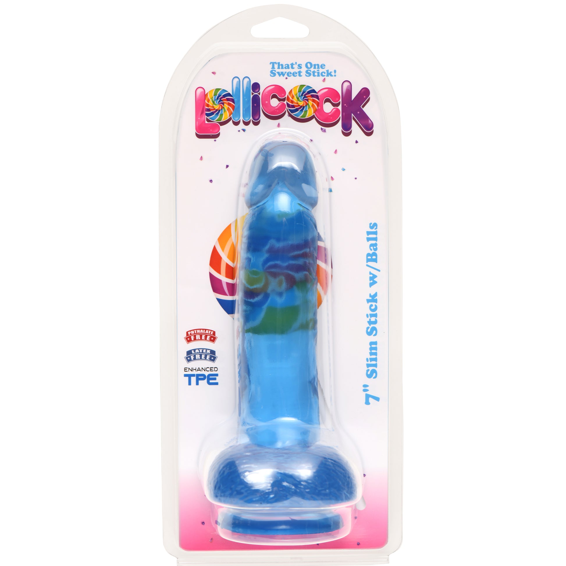Inch Slim Stick With Balls Berry Ice Dildo
