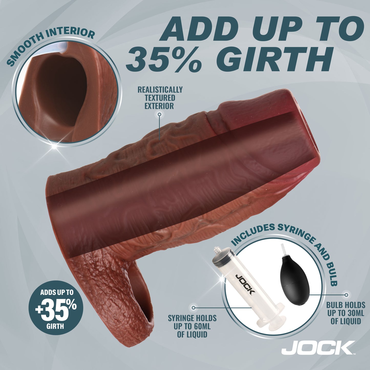 Silicone Penis Enhancer W/ Ball Strap - Dark