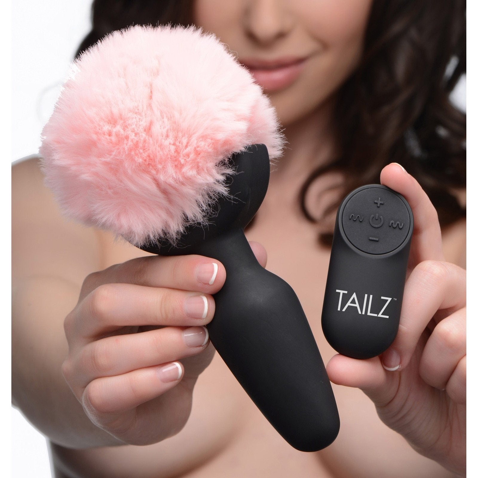 Remote Control Vibrating Pink Bunny Tail Anal Plug