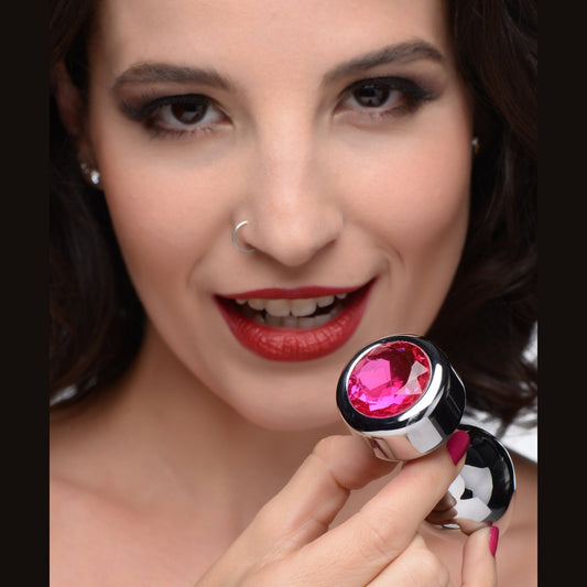 Hot Pink Gem Weighted Anal Plug