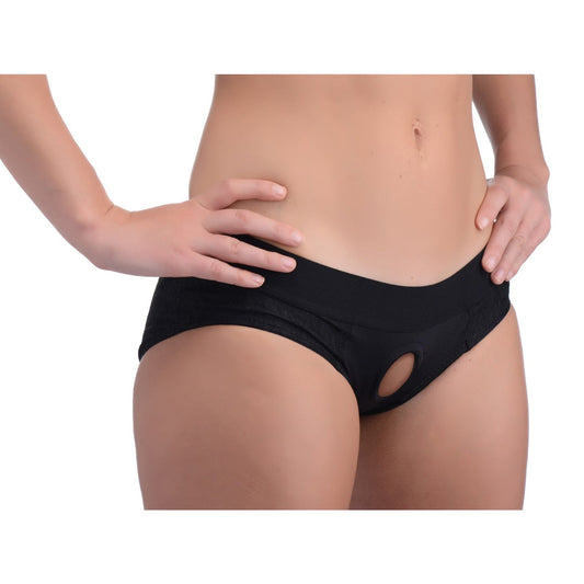 Lace Envy Black Crotchless Panty Harness