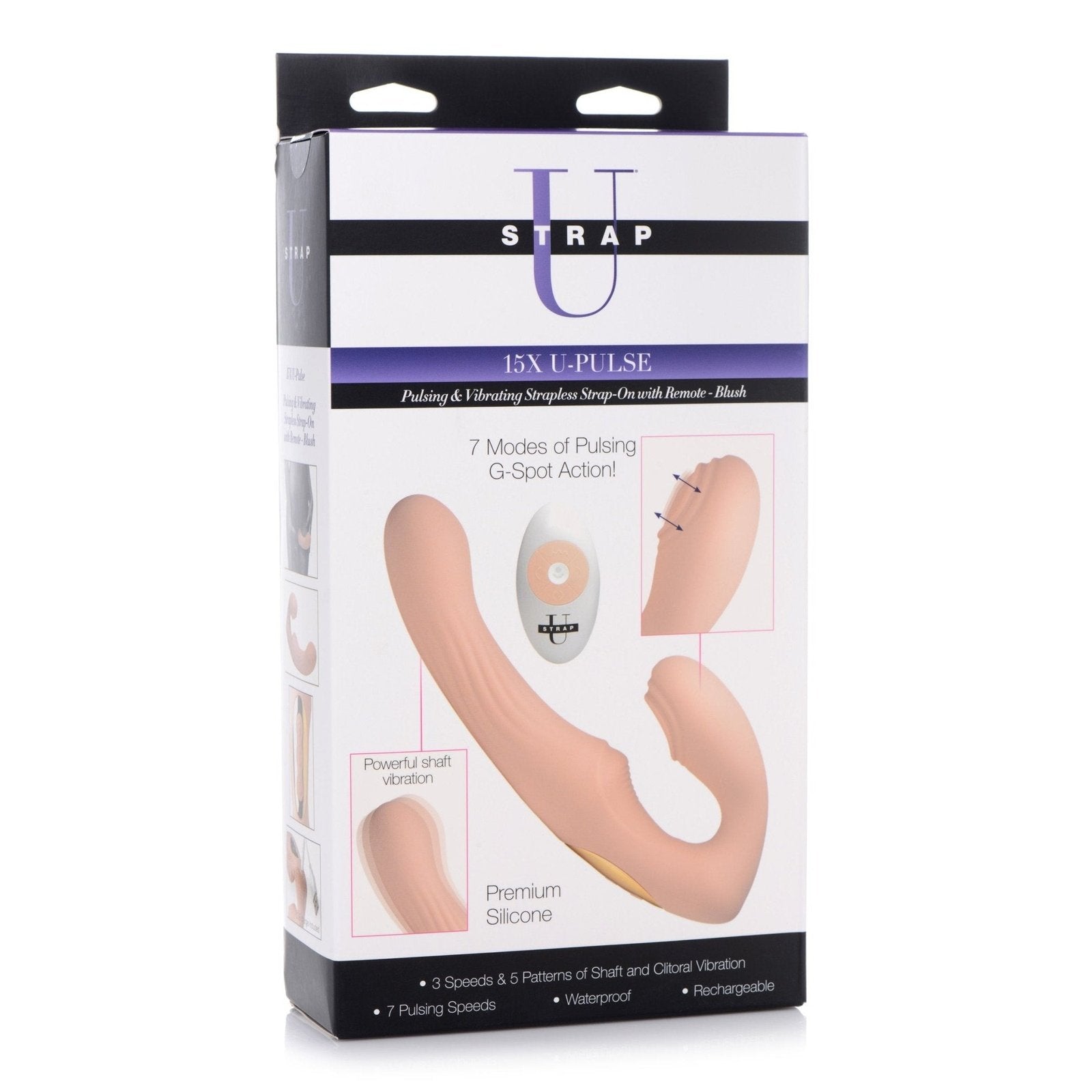 15x U-pulse Silicone Pulsating And Vibrating Strapless Strap-on With Remote