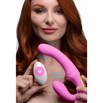 15x U-pulse Silicone Pulsating And Vibrating Strapless Strap-on With Remote