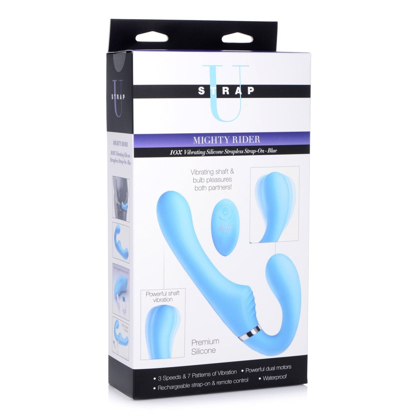 10x Vibrating Silicone Strapless Strap-on