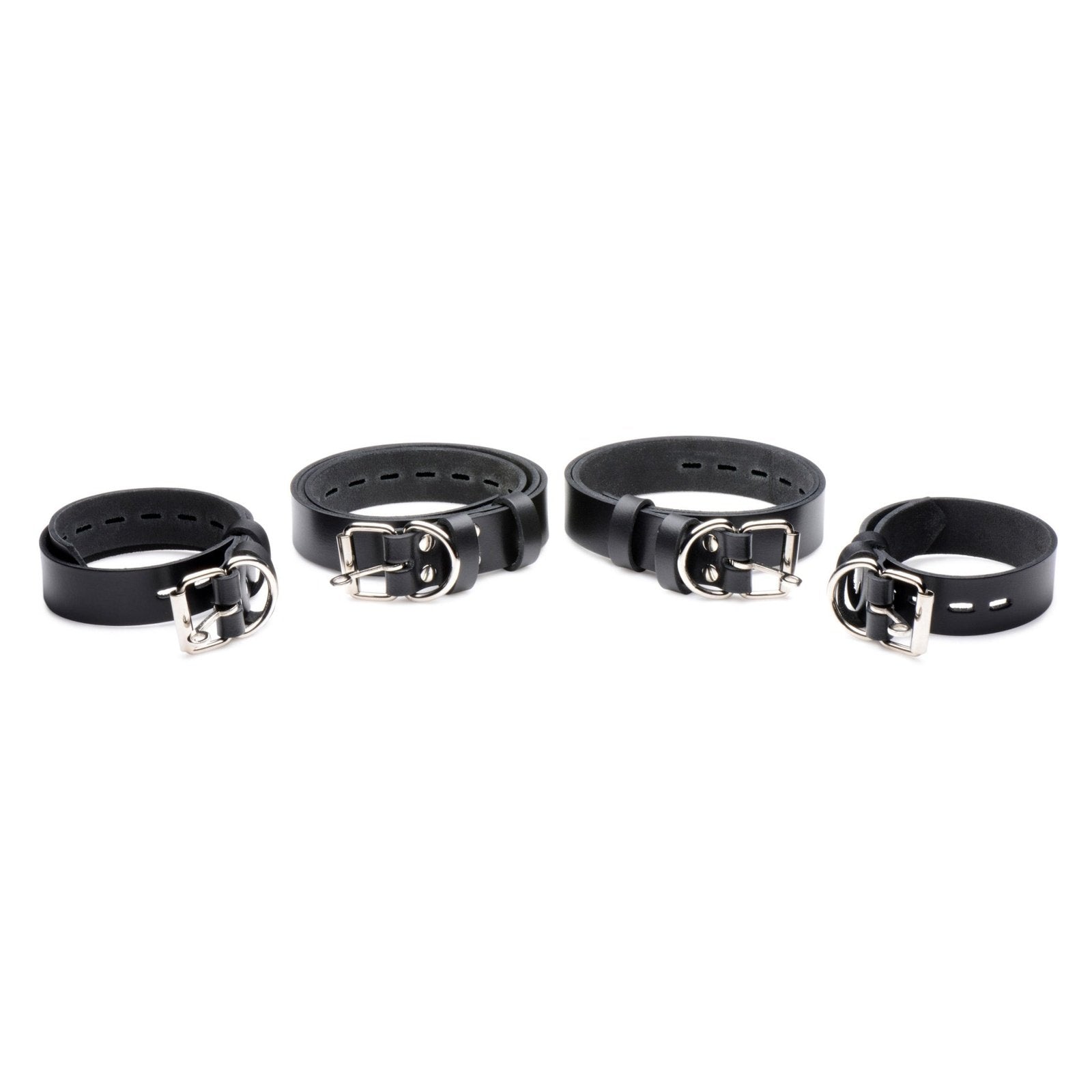 4 Pack Leather Locking Bondage Straps