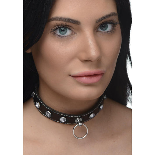 Rhinestone Choker With O-ring