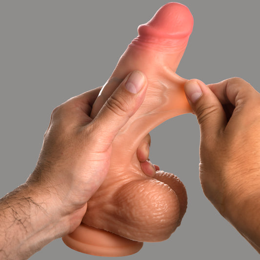Real Skin Silicone Dildo With Balls - 8 Inch