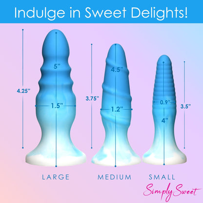 3 Piece Silicone Butt Plug Set - Blue